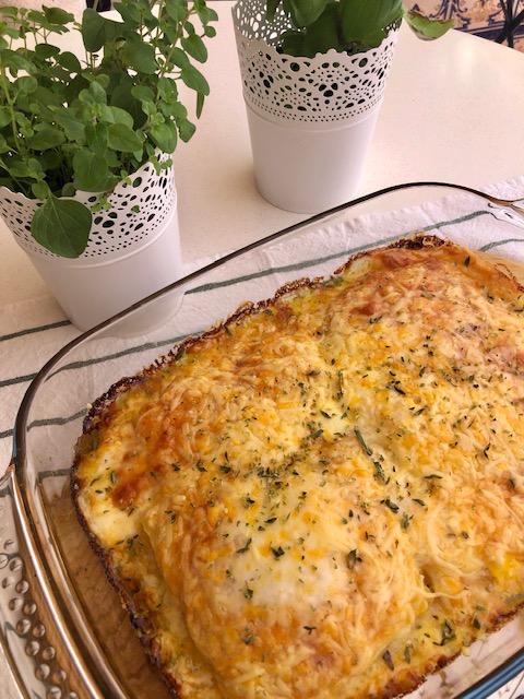 Lasaña de calabaza con jamón